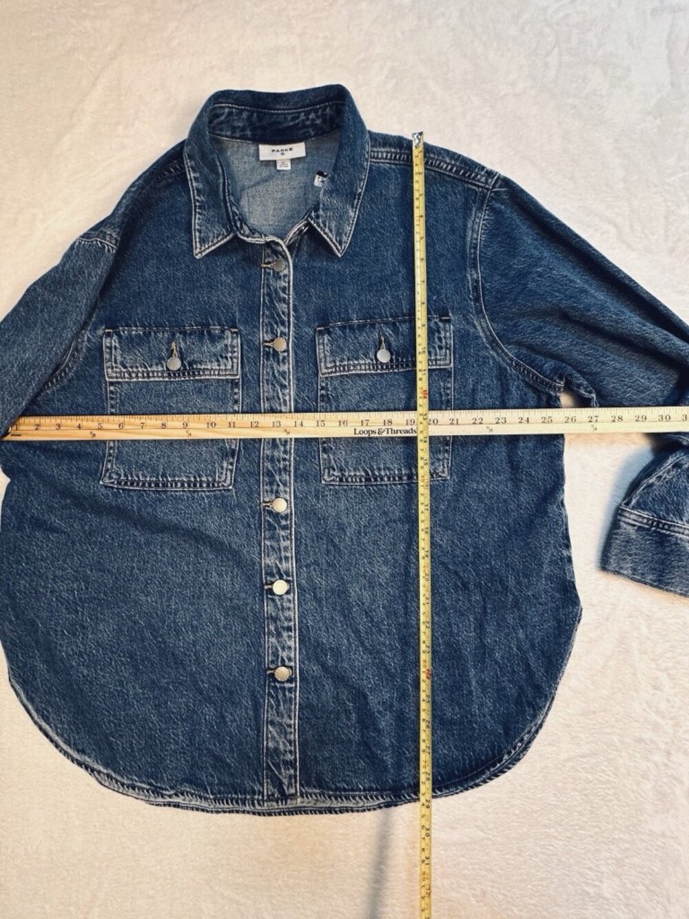 Parke Target Denim Shacket Shirt Jacket Dark Wash Oversized Button Front Sz XL - Picture 13 of 16